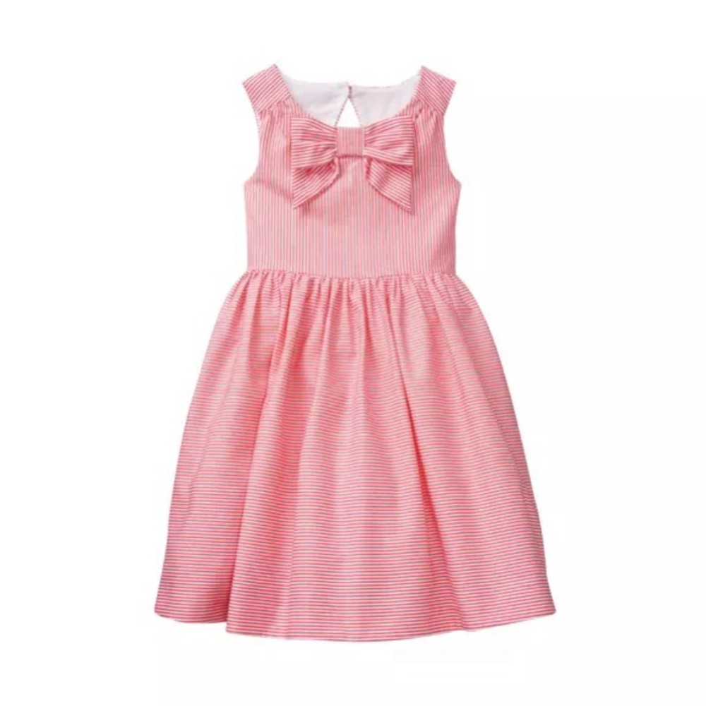 Janie and Jack Striped Bow Dress, pink with cutout back